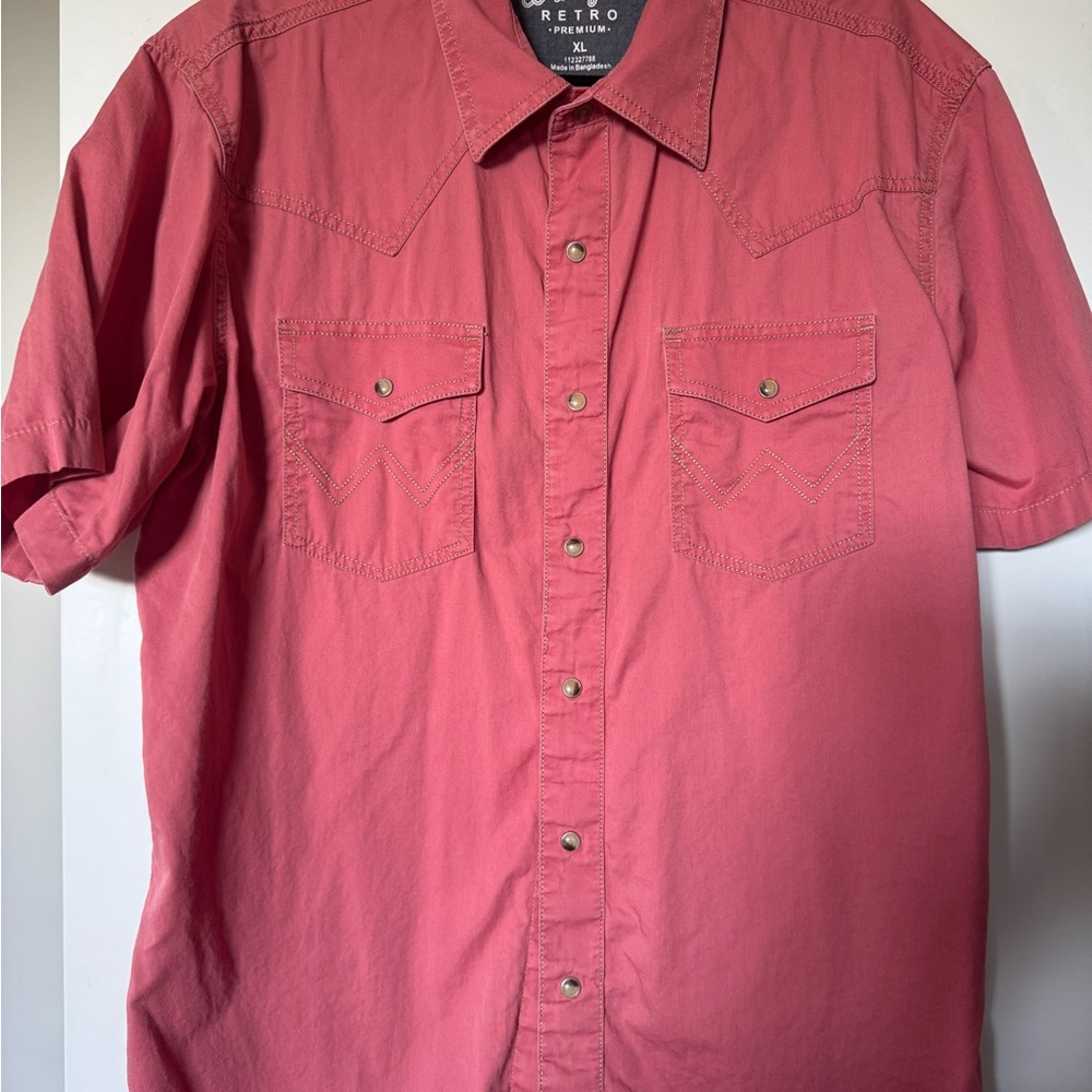 Wrangler Men's Pink Casual Snap Down Shirt